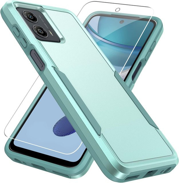 Stoßfeste Hybrid-Schutzhülle für Motorola Moto G 5G 2023 und Moto G Power 5G 2023 in Türkis mit Displayschutzfolie aus PC und TPU - Bild 1