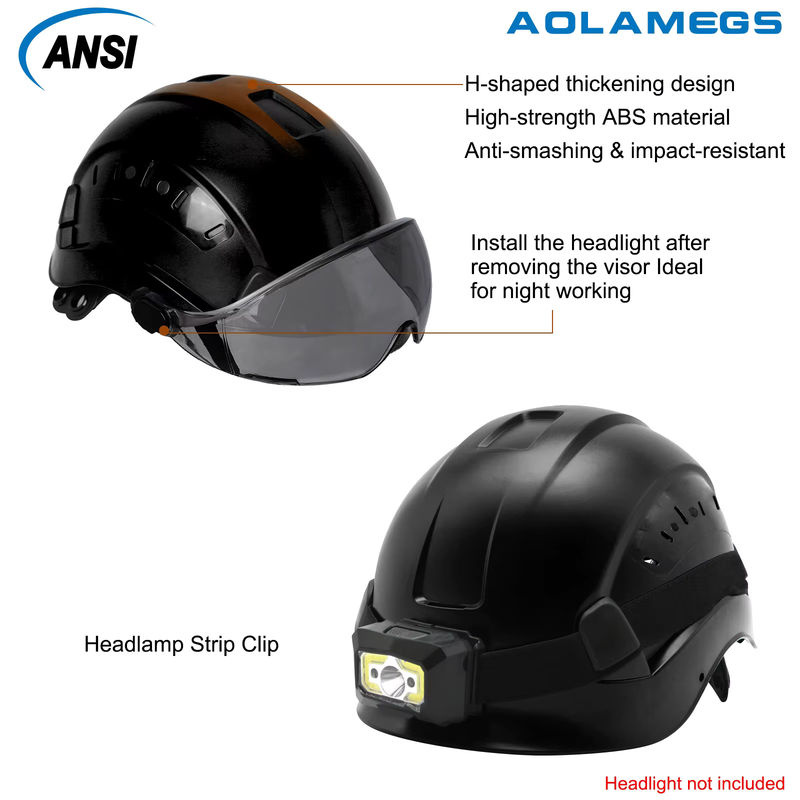 Aolamegs CE-Schutzhelm mit integrierter Schutzbrille aus ABS-Kunststoff in Rot oder Schwarz - Bild 5