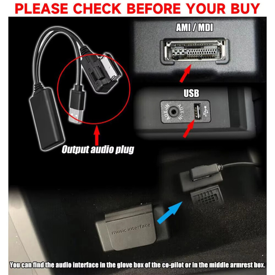Clarion Bluetooth AUX-Audiokabel-Adapter für Audi CD-Kopfeinheiten in Schwarz - Bild 2