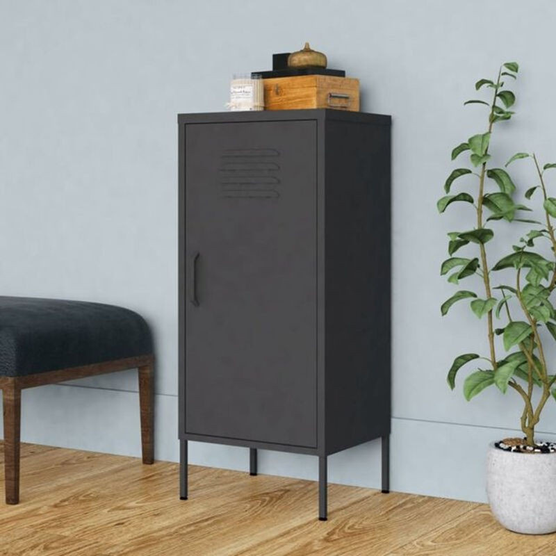 Lagerschrank aus Stahl von vidaxl in Anthrazit mit verstellbaren Regalböden und Schwenktüren, B/T/H: 42,5 x 35 x 101,5 cm - Bild 1