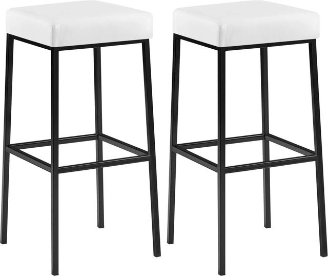 2er Set Barhocker DELUKE BIDAN aus Kunstleder in Weiß, B/T/H: 37 x 37 x 83 cm - Bild 1