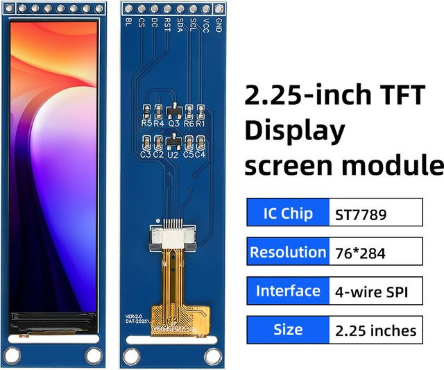 diymore 2,25-Zoll-TFT-LCD-Kleinbildschirmmodul ST7789 SPI-Farbbildschirm mit vollem Betrachtungswinkel, Farbe: Blau, B/H: 76 x 284 mm - Bild 1