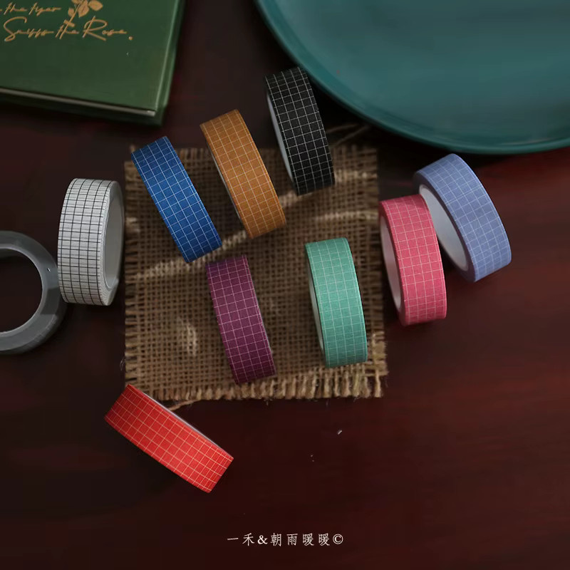 Morning Rain Washi Tape im koreanischen Design mit Gittermuster, weiß und mehrfarbig - Bild 2