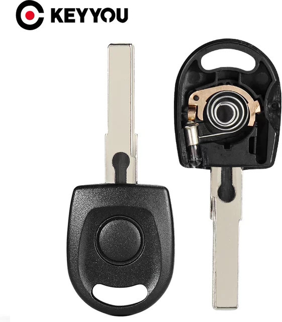 KEYYOU Fernbedienung Auto Schlüssel mit HU66 Klinge, Licht und Batterie für VW Volkswagen B5 Passat Golf Tiguan Octavia Bora Polo Sagitar, Schwarz - Bild 1
