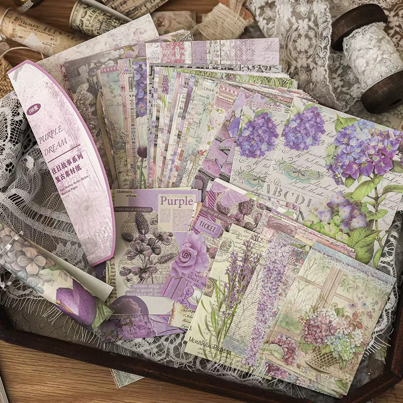 100 Teile Vintage Scrapbooking Papier Set für Journal und Collage in Mehrfarben - Bild 2