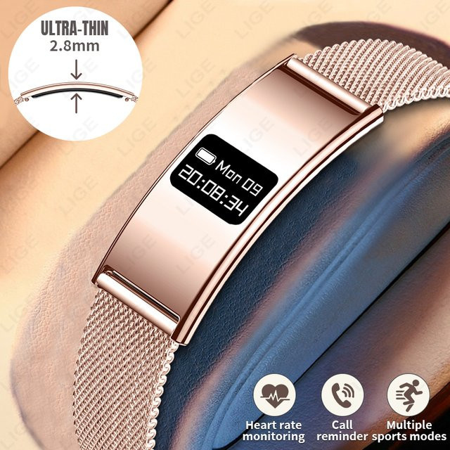 LIGE Smartwatch mit digitalem Bildschirm und Gesundheitsmonitor, wasserdichtes Fitness Armband für Männer und Frauen in Silber oder Gold - Bild 1