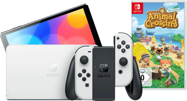 Nintendo Switch OLED Weiß Animal Crossing New Horizons - Bild 1