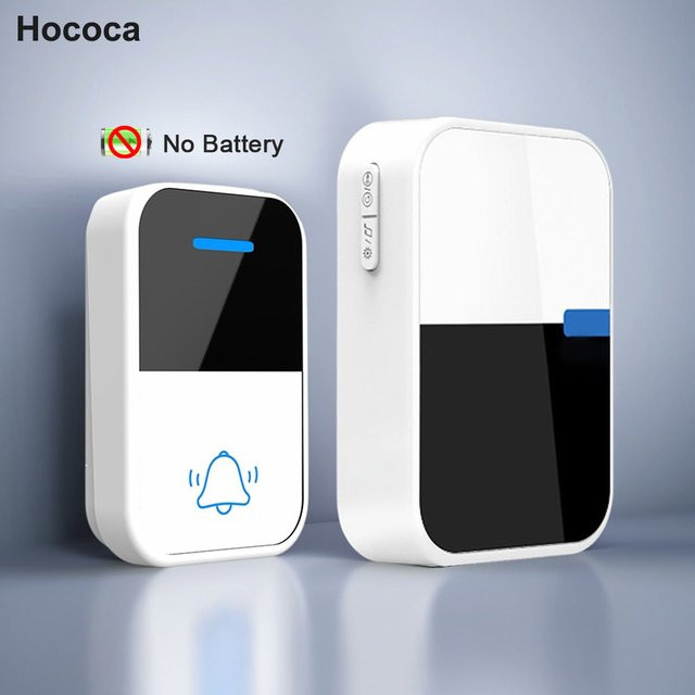 Hococa Kabellose Türklingel aus Acryl in Weiß mit kinetischer Energie und hoher Reichweite - Bild 1