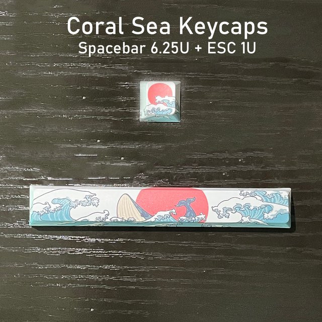 2 Stück Esc und Space Bar Keycaps Coral Sea von Esc + Space Bar in Multicolor, PBT Material, OEM-Höhe für mechanische DIY-Tastaturen, 6,25u Taste - Bild 1