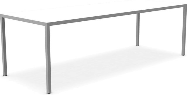 MDF Italia Tense Tisch in Weiß mit Steinmineralien und Aluminiumprofilrahmen - Bild 1