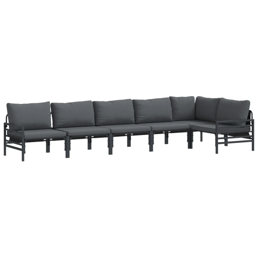 vidaXL 6-tlg. Garten-Sofa-Set Anthrazit aus pulverbeschichtetem Stahl mit Polstern - Bild 2