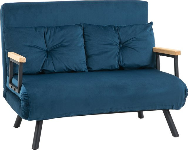 HOMCOM Schlafsofa Relaxsessel aus Samt mit Bettfunktion in Blau, B/T/H: 102 x 73 x 81 cm - Bild 1