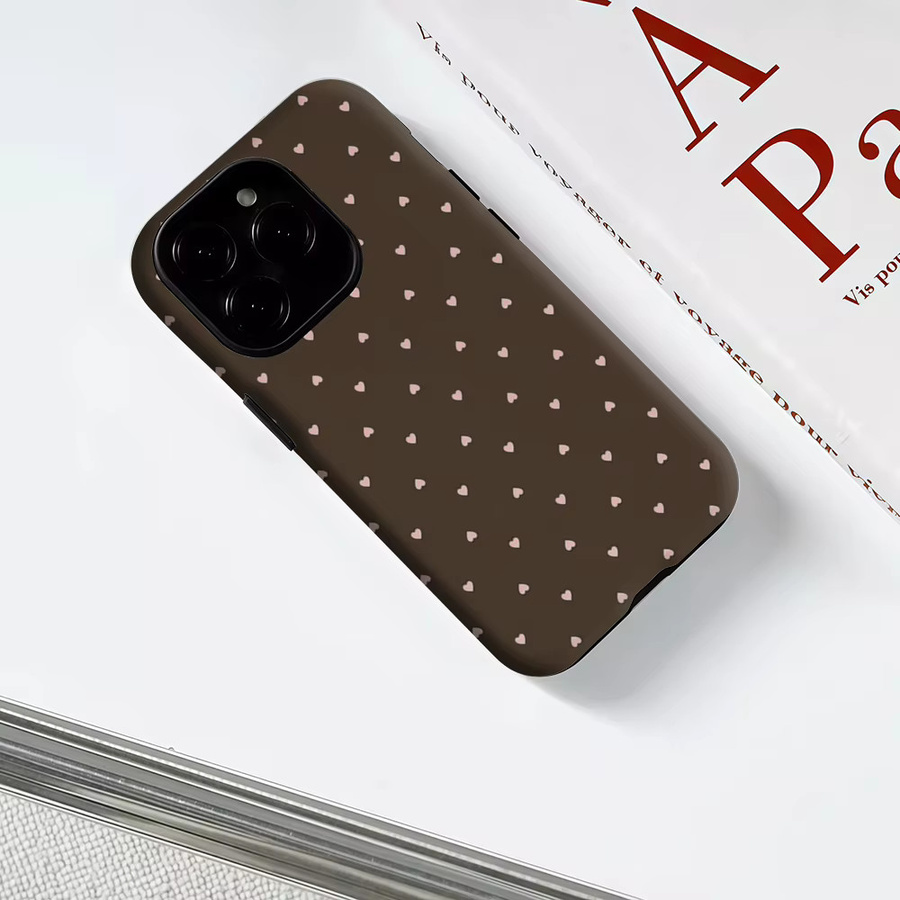 Robuste Handyhülle von Potdemiel mit rotem Herz auf hellbraunem Hintergrund für iPhone 17, 16, 15, 14, 13 Pro Max Plus, magnetisch und doppelschichtig - Bild 3