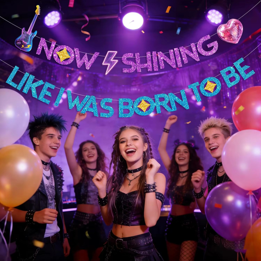 AFYPRTY Papierbanner Now Shining Like I Was Born To Be in Mehrfarbig für Geburtstagsfeiern und Musikpartys - Bild 3