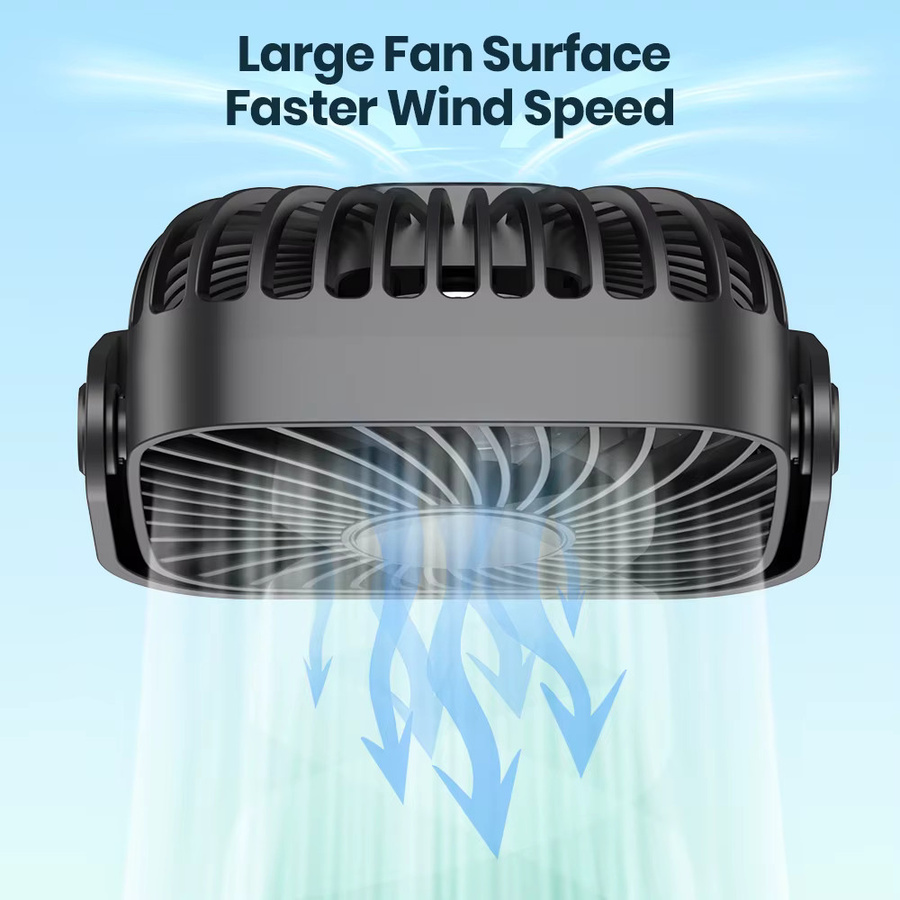 TOPK 4-Zoll USB-Mini-Ventilator in Schwarz mit 3 Geschwindigkeiten und 360 Grad Verstellbarkeit für Camping und Zuhause - Bild 4