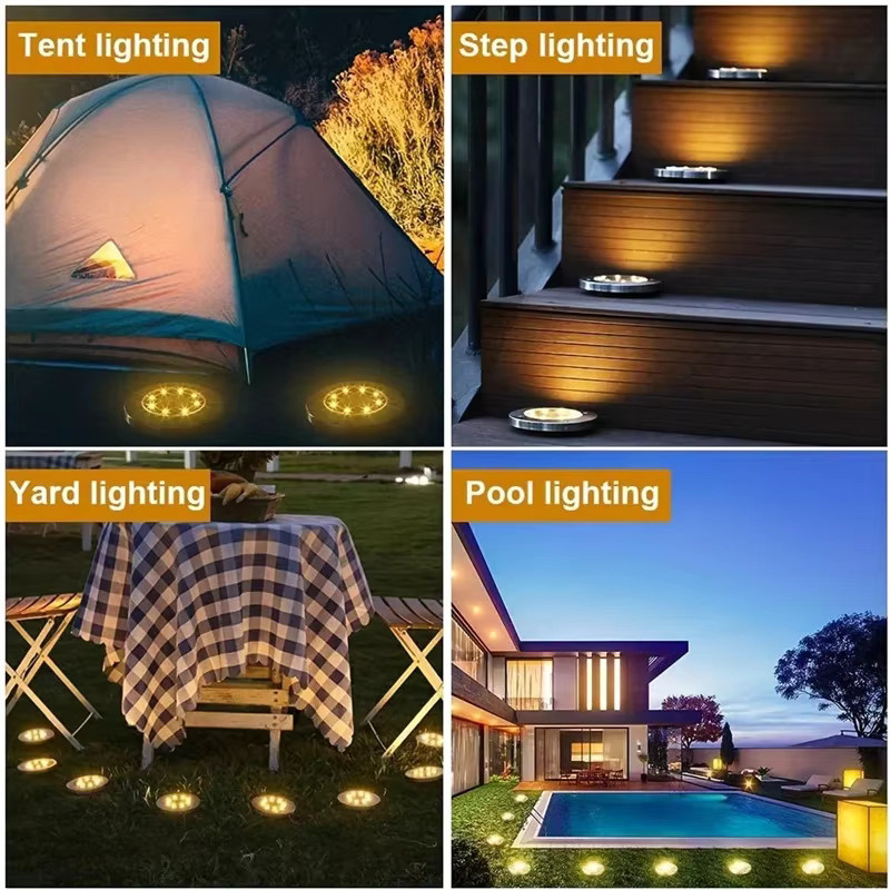 ESMARTER Solar LED Outdoor Bodenleuchte IP68 in Silber für Garten und Pfad mit warmweißem Licht - Bild 6