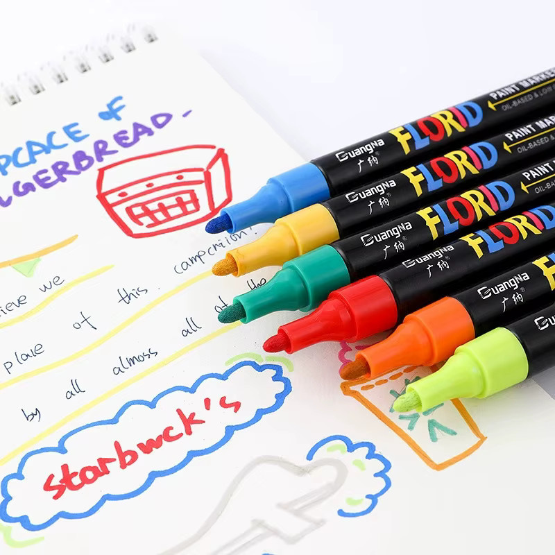 Permanent-Marker-Set mit 20 Metallic-Farben, wasserfeste Stifte für Metall, Gummi und Stoff, Bullet-Spitze, Multicolour - Bild 3