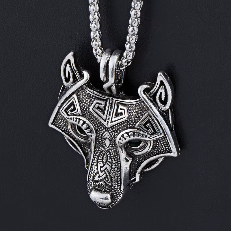 TAKARA TOMY Halskette, Wolfskopf-Anhänger, Edelstahl, Silber, Herren - Bild 2