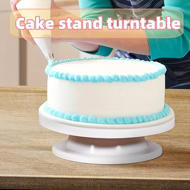 XMSJ Professioneller Kuchen-Drehteller in Weiß für die Tortendekoration und zum Glätten von Fondant - Bild 1