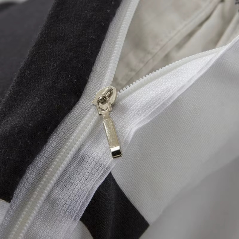 EGW Bettbezug mit schwarz-weiß gestreiftem geometrischem Muster aus weichem Polyester für Einzelbetten - Bild 4