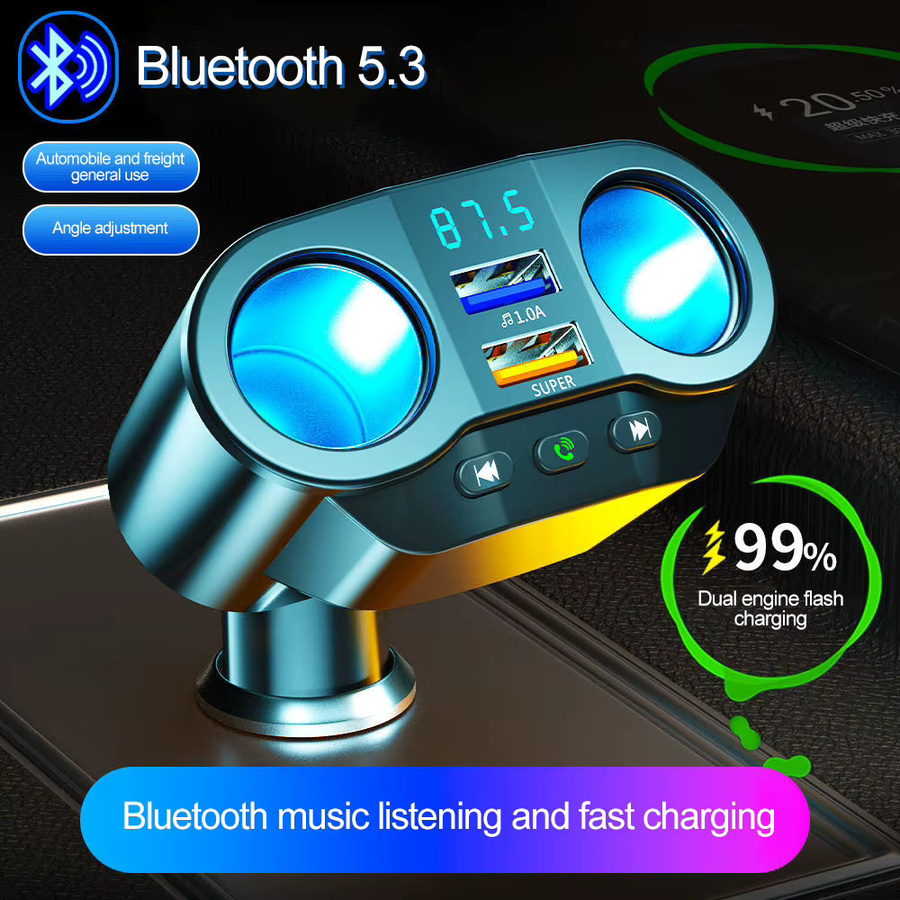 Auto Zigarettenanzünder Splitter Adapter mit Dual USB QC3.0 Schnellladefunktion in Schwarz für 12V/24V Fahrzeuge - Bild 2