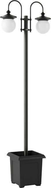Outsunny Solar Stehleuchte mit Pflanzgefäß und 2 LED-Köpfen, Schwarz, Höhe: 182 cm, IP44 wetterfest für Garten und Balkon - Bild 1