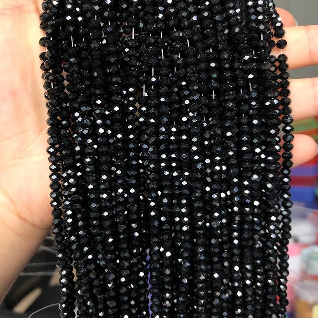 LNMBII Kristallglasperlen, schwarz, facettiert, rund, 4-12mm, Unisex - Bild 1