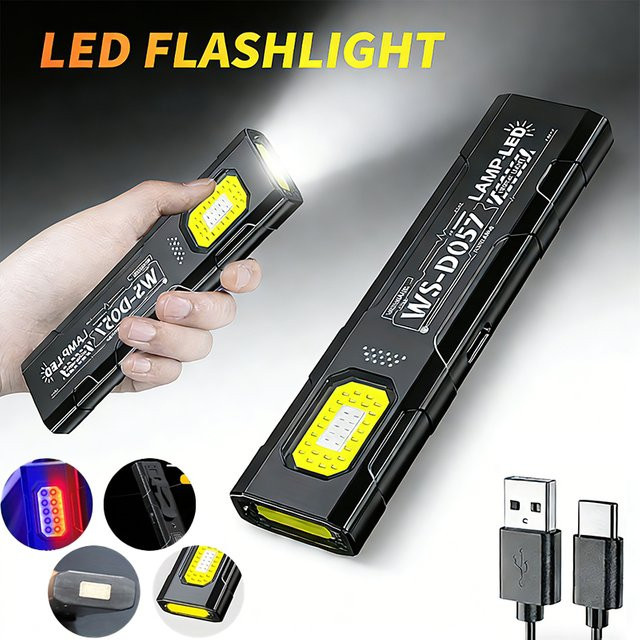 KDULIT LED-Taschenlampe in Schwarz, wiederaufladbare wasserdichte Handtaschenlampe mit mehreren Modi für Camping, Wandern und Notfälle - Bild 1