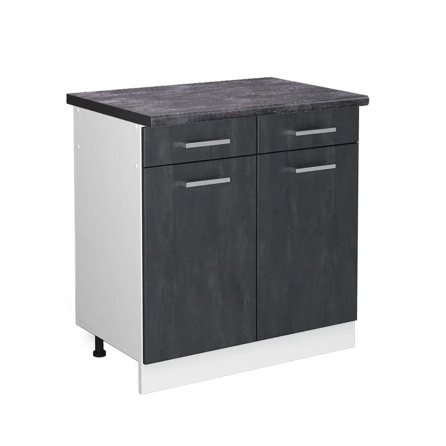 Vicco Küchenunterschrank R-Line Schubladenschrank in Schwarz Beton und Anthrazit mit weißem Korpus, Breite: 80 cm - Bild 2