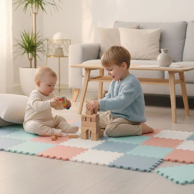 LittleTom Spiel- und Krabbelmatte aus 9 Teilen, bunt, B/B/H: 30 x 30 cm - Bild 1