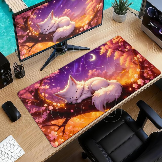 Riccu Sakura Landschaft Fuchs Mauspad XXL Anime Gaming Tischunterlage Multicolour - Bild 1