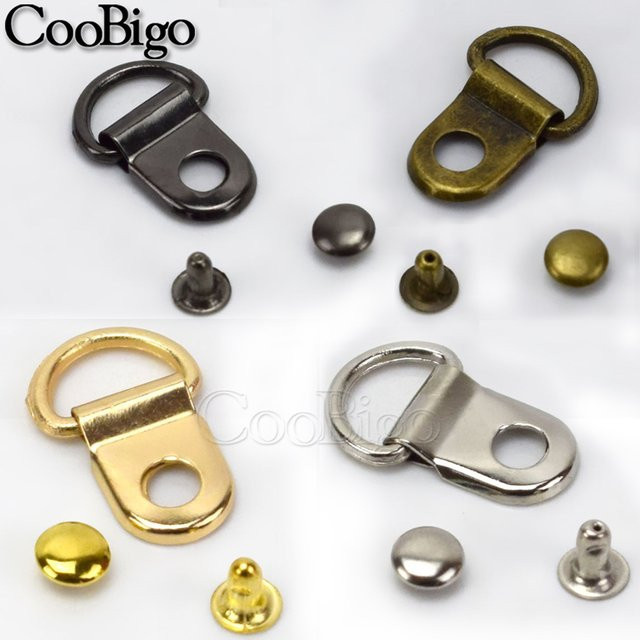 CooBigo D-Ring Nieten Set vergoldet, 50 Stück DIY Handwerk Zubehör für Leder, Taschen, Schuhe und Bilderrahmen - Bild 1