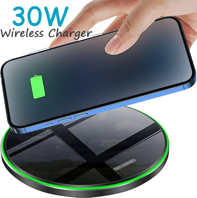 KEPHE 30W Kabelloses Ladegerät Induktive Schnellladestation für iPhone Samsung und Xiaomi in Schwarz oder Weiß - Bild 1