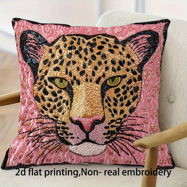 VIKAMA Kissenbezug mit rosa Leopardenmuster, doppelseitig bedruckt, quadratisch, Breite: 30 cm, Höhe: 30 cm - Bild 1