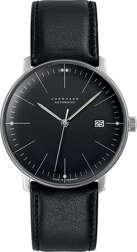 Junghans Armbanduhr Automatik, Edelstahl, Leder, Schwarz, Herren - Bild 1