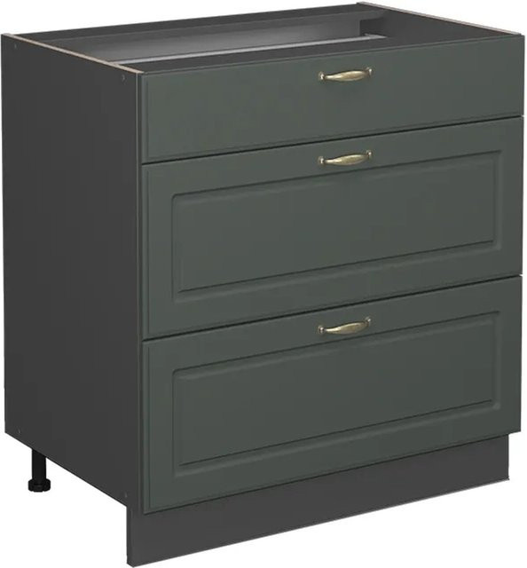 Vicco Küchenunterschrank Fame-Line in Grün-Gold und Anthrazit im Landhausstil mit 3 Schubladen, B/T/H: 80 x 51,6 x 82 cm - Bild 1