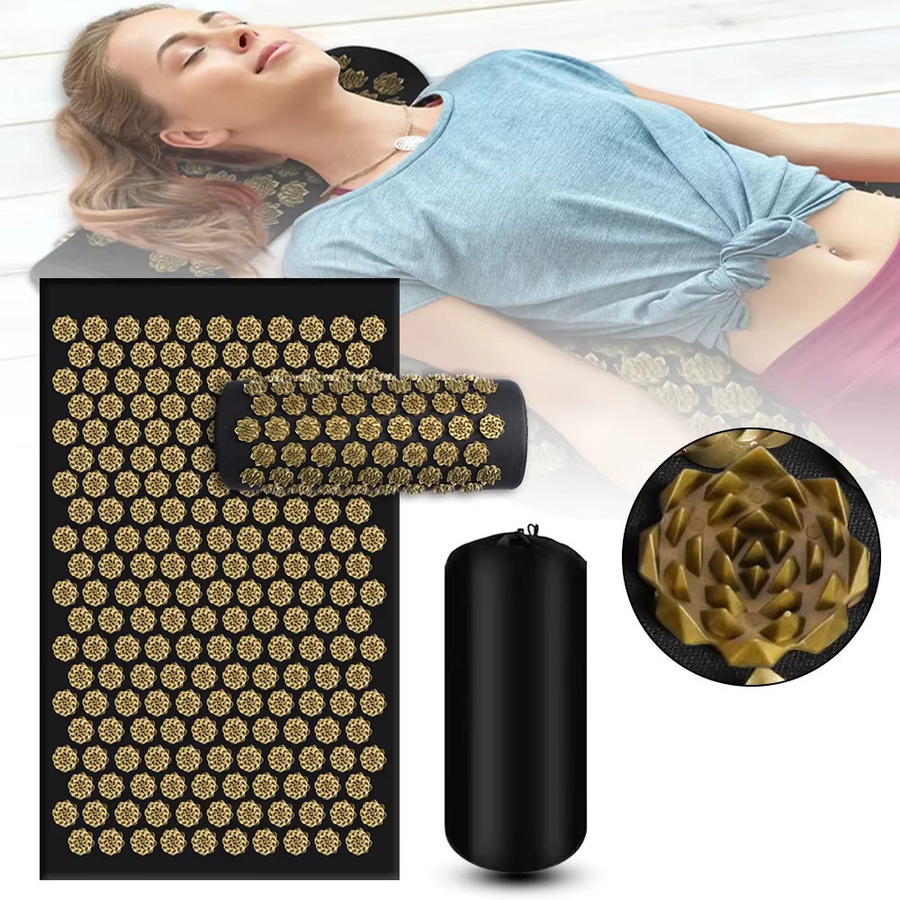 Kuznetsov's Akupressur-Matte und Kissen-Set, Unisex, Gold, Schwarz - Bild 7