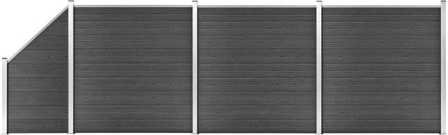 vidaXL WPC Zaunelement Set Schwarz B: 619 cm, H: 105-186 cm - Bild 1