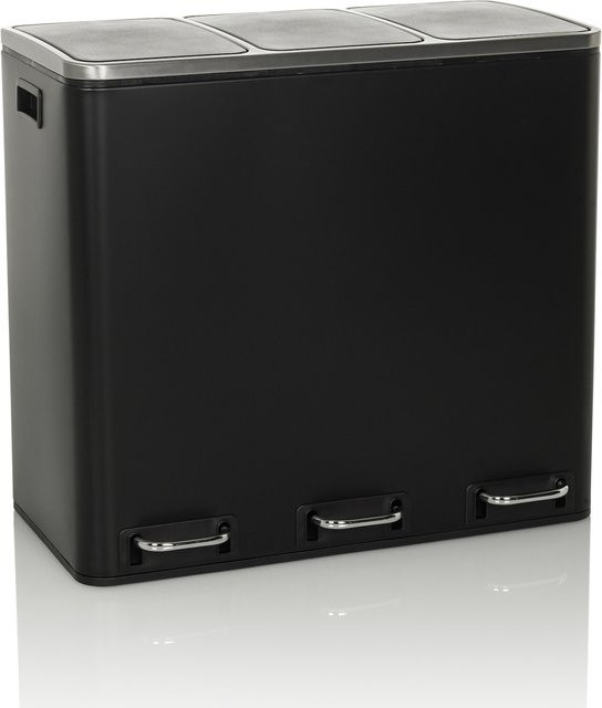 hjh OFFICE Mülleimer Clean 9 aus Stahlblech mit Soft-Close-Funktion und Pedal in Schwarz - Bild 1