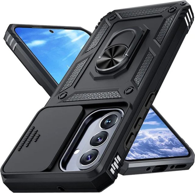 Robuste Samsung Galaxy S26 S25 S24 S23 S22 Ultra Plus Schutzhülle in Militärqualität mit Magnetringständer in Blau - Bild 1