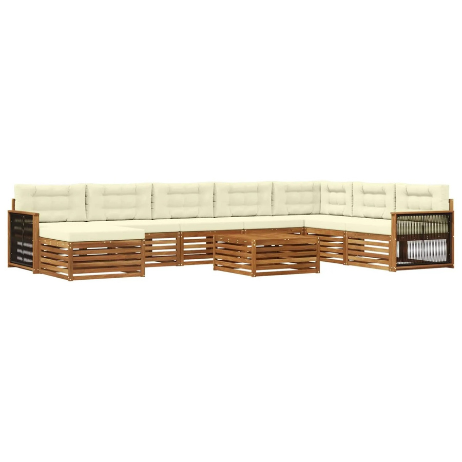 vidaXL Outdoor-Sofagarnitur aus Massivholz Akazie in Braun und Creme mit 9 Teilen und UV-beständigen Polstern - Bild 2