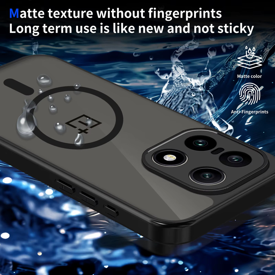 Stoßfeste magnetische Schutzhülle für OnePlus 15 ACE5 Pro 13S 13R NordCE5 mit MagSafe Wireless Charging, matt und durchscheinend, Schwarz - Bild 6
