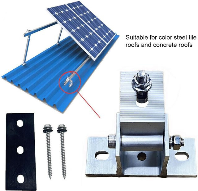 ALLOET Solar Panel Montage Halterungen Set für Flachdächer mit einstellbarem Winkel von 15 bis 30 Grad, Bohrfreie Solar Panel Rack Halterung - Bild 1