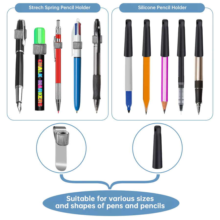 DUTRIEUX Set aus 2 Stück einziehbare Stifthalter aus Edelstahl mit Silikon- und Metallclip, Länge: 60 cm - Bild 2