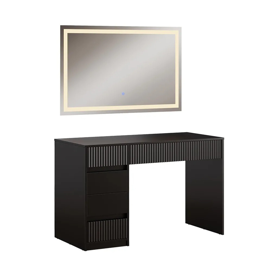 Vicco Schminktisch Omira Schwarz mit LED-Spiegel, Breite: 120 cm, Tiefe: 55 cm, Höhe: 76 cm - Bild 3