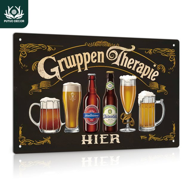 Putuo Decor Vintage Metallblechschild Gruppen Therapie Hier Wandkunst-Dekor in Mehrfarben - Bild 1