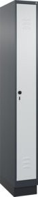C+P Spind Classic PLUS Garderobenschrank mit Sockel, 1 Abteil, Sicherheits-Drehriegel und 3 Garderobenhaken, Farbe: Anthrazitgrau/Lichtgrau/Schwarzgrau, H x B x T: 195 x 25 x 50 cm - Bild 1