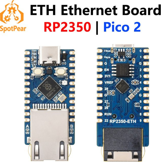 Waveshare RP2350-ETH Raspberry Pi Pico 2 mit CH9120 TCP/UDP Ethernet-Netzwerk Modul in Blau - Bild 1
