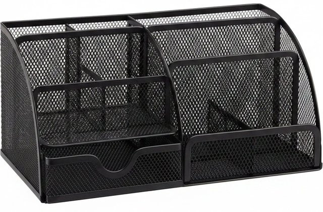 Relaxdays Schreibtischorganizer aus Metall mit 6 Ablagen in Schwarz, B/T/H: 27,5 x 14,0 x 12,5 cm - Bild 1