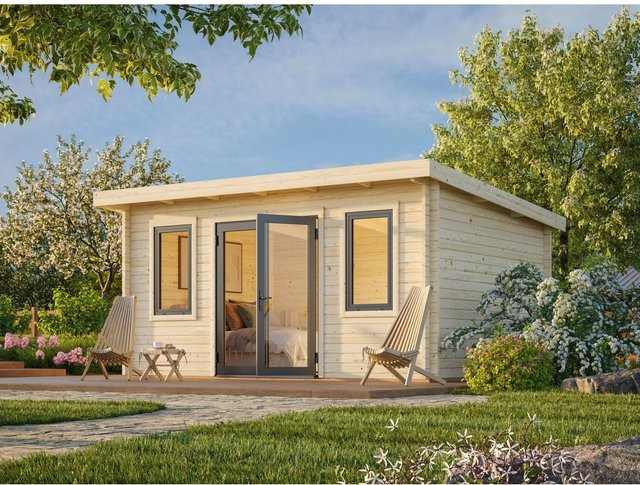 Palmako Gartenhaus Lisandra aus Fichtenholz mit Pultdach in Natur - Bild 1